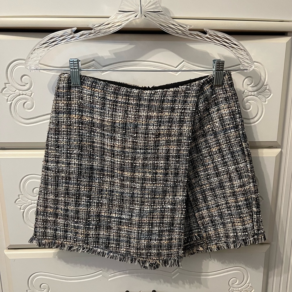 Idem Ditto Multicolor Plaid Tweed Wrap Skort Size Small